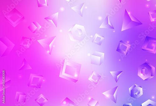 Light Purple, Pink vector background with triangles, cubes.
