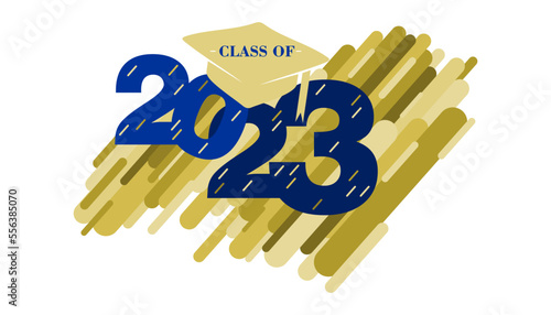 An abstract vector illustration of Class of 2023 in blue on an isolated white background