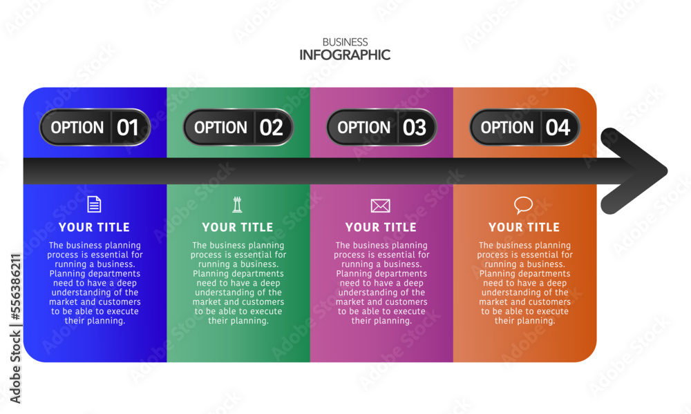 Naklejka premium Business Infographic template , process options steps , colorful vector infographic stock vector illustration