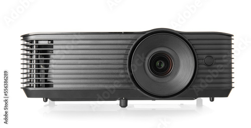 Fotografie Black video projector on white background