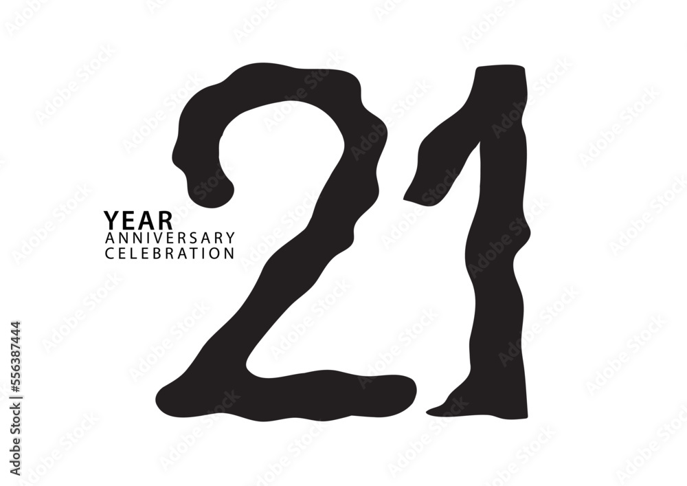 21 year anniversary celebration black color logotype vector, 21 number ...