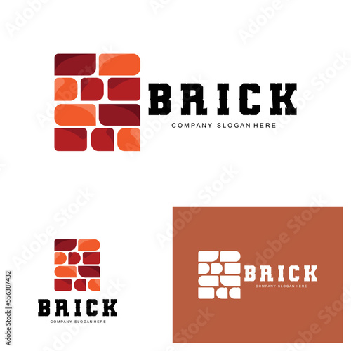 Bricks Logo Design, Material Stone Illustration Vector, Building Construction Icon