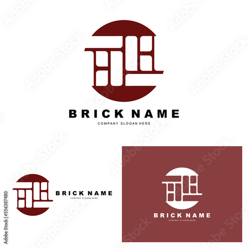 Bricks Logo Design, Material Stone Illustration Vector, Building Construction Icon