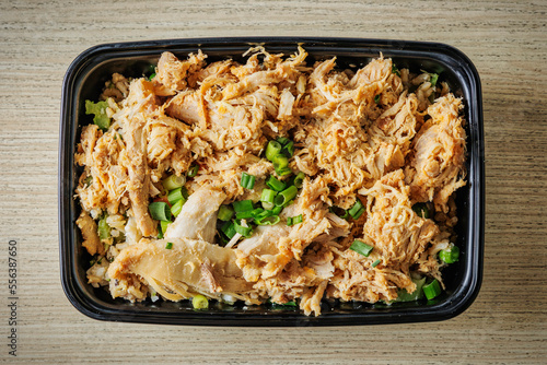 Delicious chicken fried rice in a to-go container