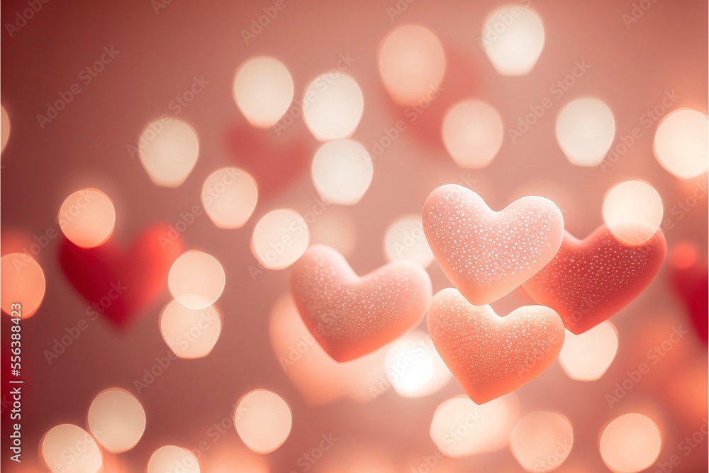 Fototapeta premium Cute hearts, Valentine's Day, bokeh lights Micro hearts.