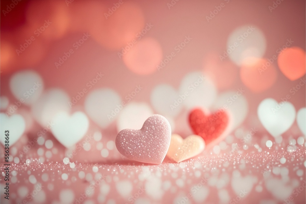 Cute hearts, Valentine's Day, bokeh lights Micro hearts.