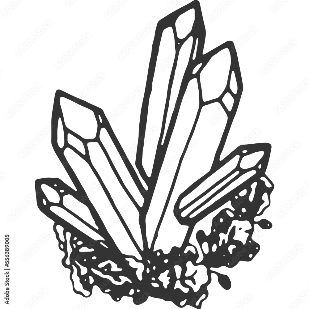 Naklejka premium Quartz Crystal Vintage Illustration Vector