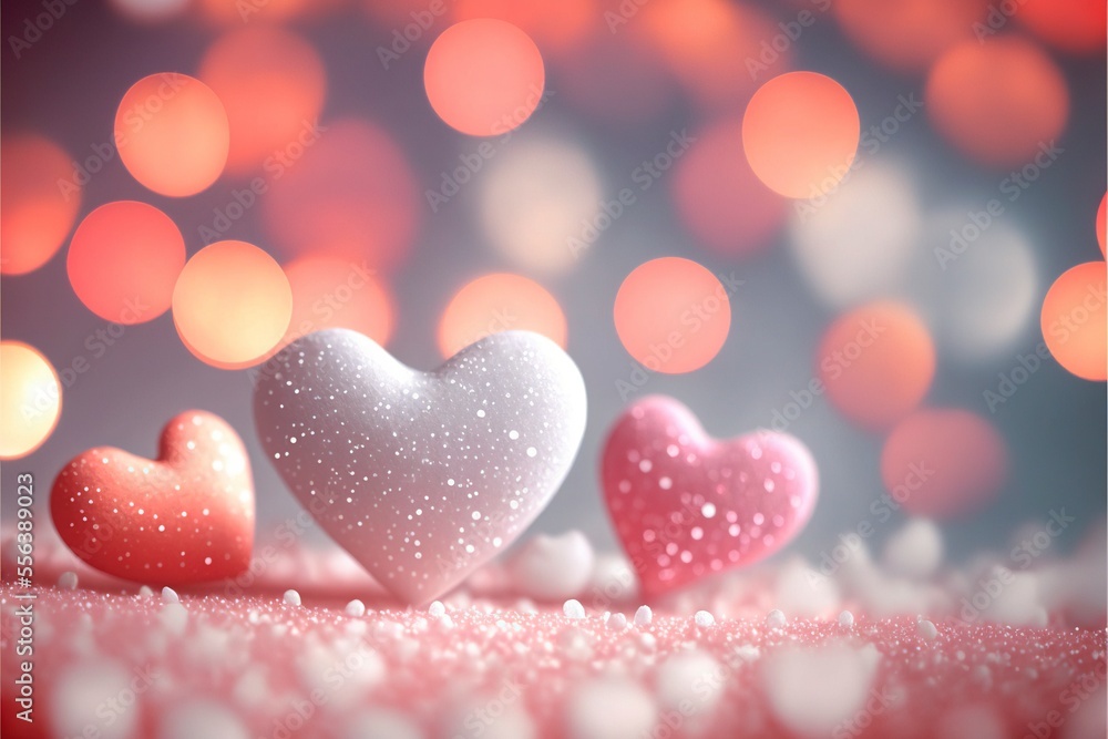 Cute hearts, Valentine's Day, bokeh lights Micro hearts. Cute hearts, Valentine's Day, bokeh lights Micro hearts.