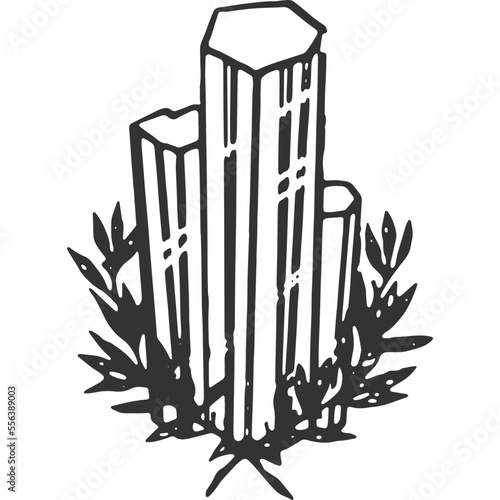 Quartz Crystal Vintage Illustration Vector