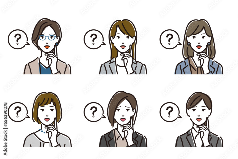 女性　会社員　ビジネスパーソン　はてな　セット