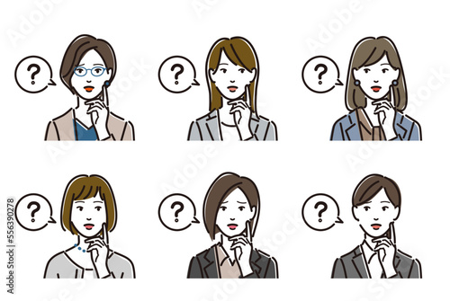 女性　会社員　ビジネスパーソン　はてな　セット