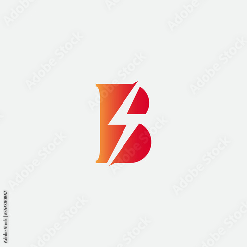 Free Download letter B and lightning vector illustration for an icon, symbol or logo. B initial logo - GFXLoad