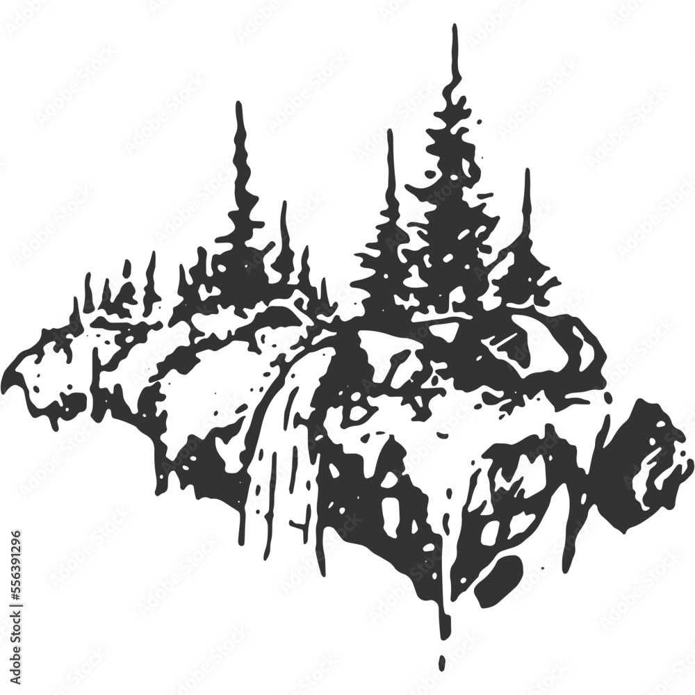 Obraz premium Waterfall Vintage Illustration Vector