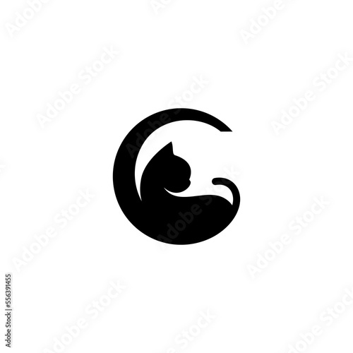 letter C and cat vector design for icons, symbols or logos. suitable for pet shop brand identity logo