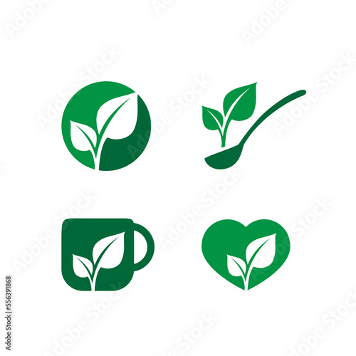 leaf vector illustration for organic product icon,symbol or logo. healthy food logos 