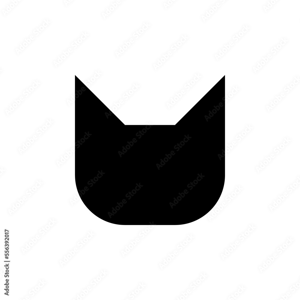 Fototapeta premium Cat head faceless vector logo and icon. No face. Black silhouette.