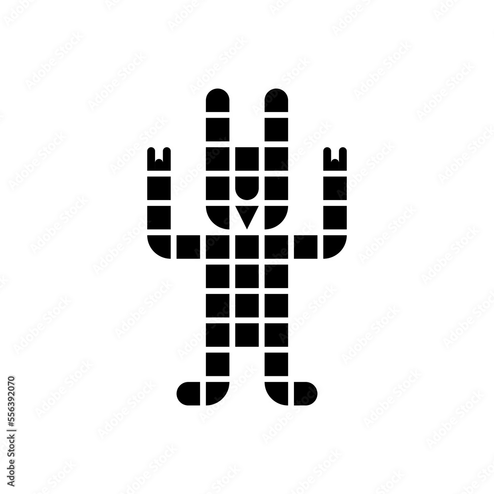 Naklejka premium Bunny gesture fingers up. Rabbit vector abstract creative checkered illustration.