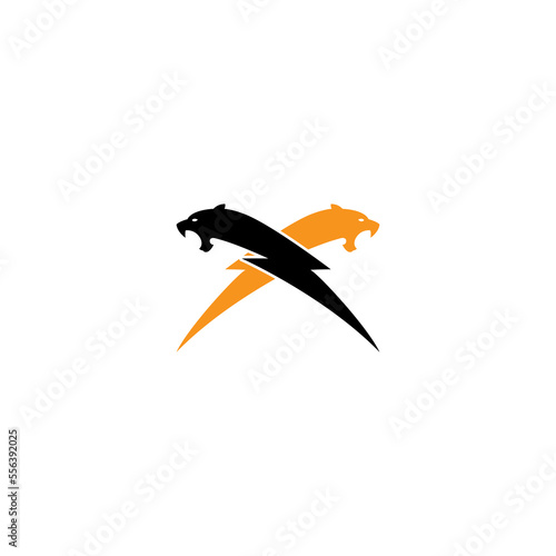 vector illustration of a panther head and lightning for an icon, symbol or logo. panther and lightning logo 