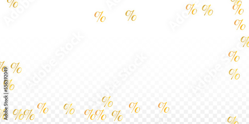 Luxury Vector Gold Percentage Sign Confetti on Transparent. Percent Sale Background. Business, Economics Print. Discount Illustration. Promotion Poster. Black Friday Banner. Special offer Template.