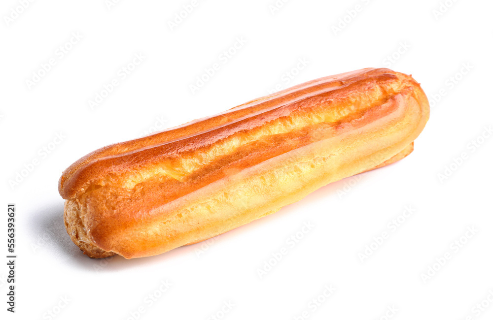 Delicious sweet eclair isolated on white background Delicious sweet eclair isolated on white background