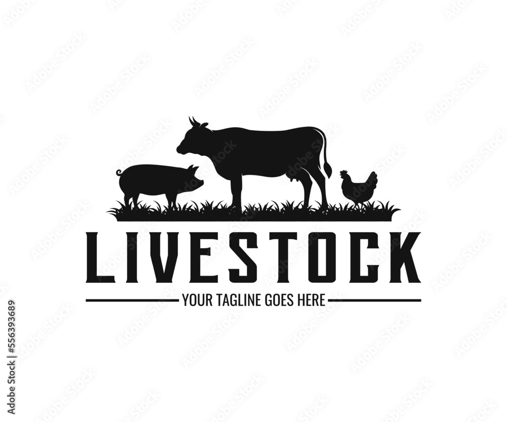 Farm animal logo design. vintage style farm logo