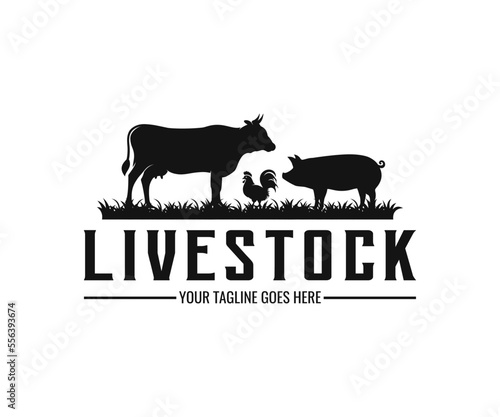 Livestock farm animal logo design template, vector illustration.