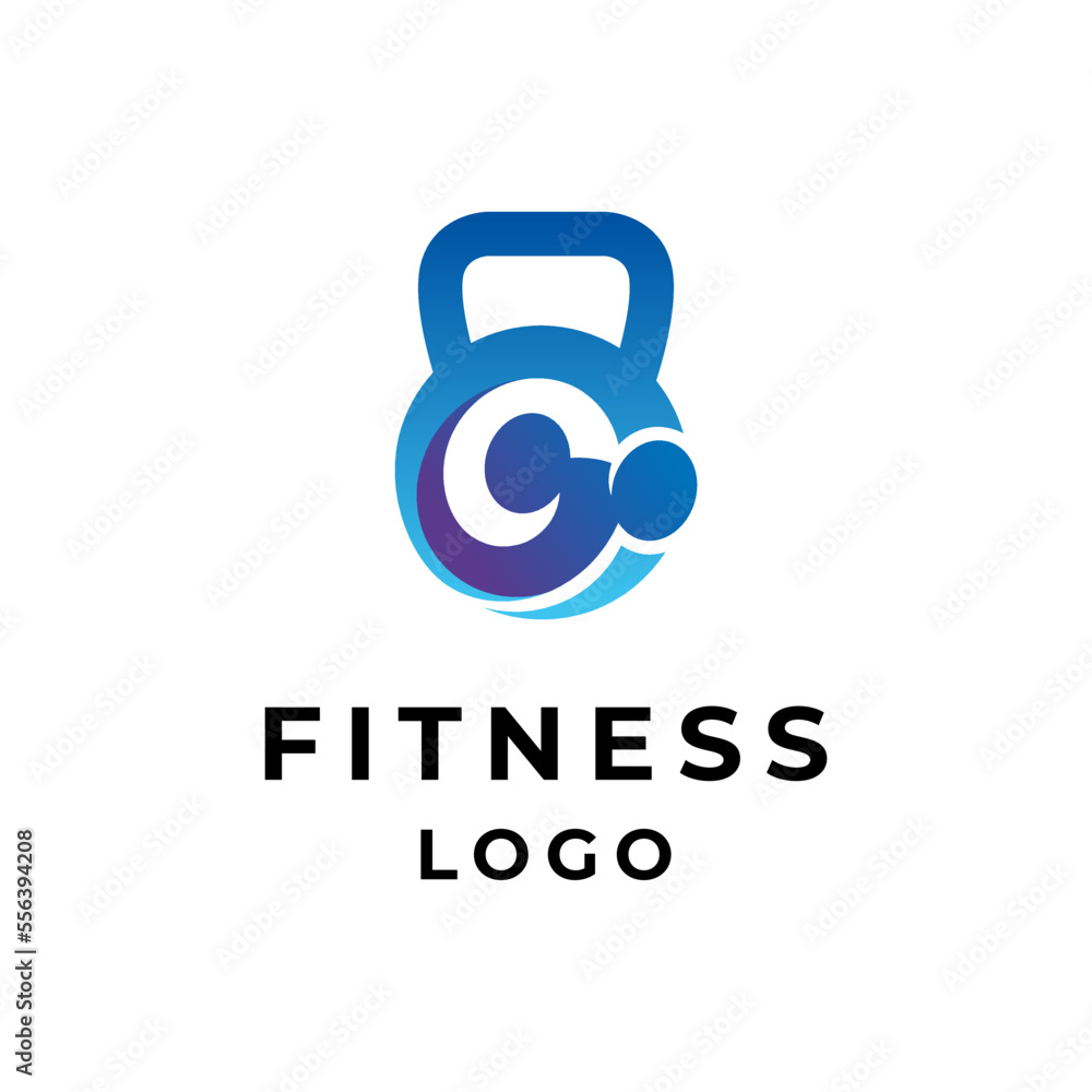 Obraz premium kettlebell and barbell for fitness logo