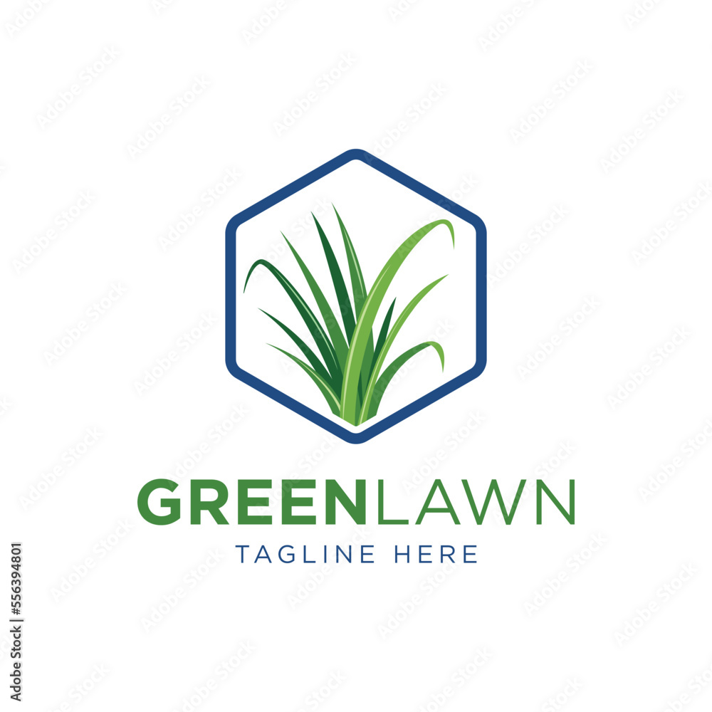 Grass logo design template, lawn care logo, landscape service design