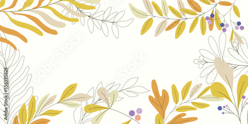 Background natural green leaves frame. Tropical summer leaf Wallpaper pattern design, Nature theme simple vector illustration