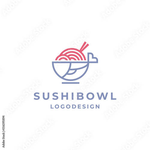 fish and bowl logo for sushi or seafood restaurant