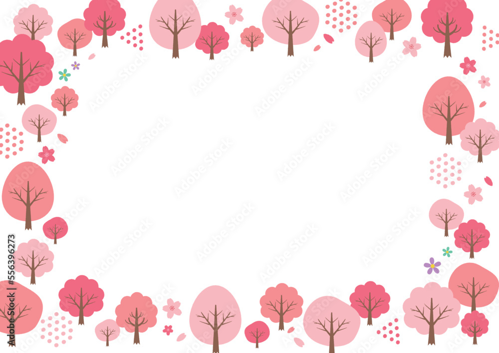 春の桜の木の背景イラスト