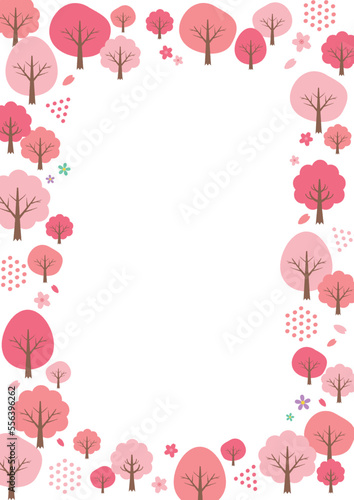 春の桜の木の背景イラスト
