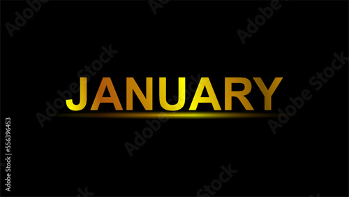 JANUARY typography golden text on black background simple design vector © Ade