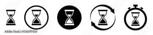 Hourglass icon set. Sand clock sign symbol. Hourglass in the stopwatch timer vector illustration. Reload hourglass timer icon vector.
