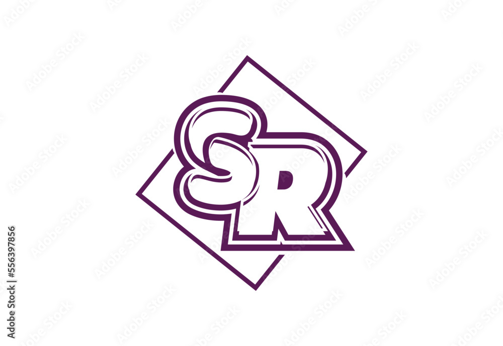 SR letter logo and icon design template