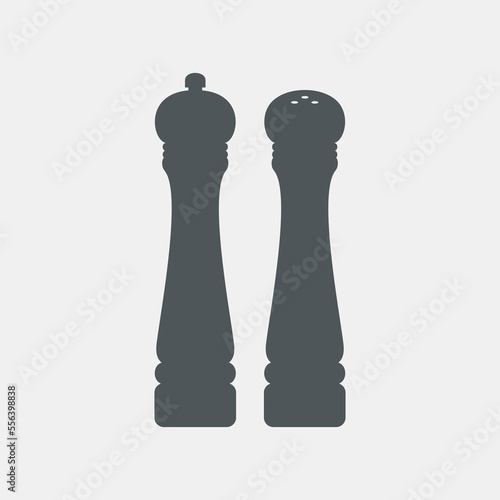 Pepper and salt mil, Spices, grinders, silhouette, quality vector illustration cut