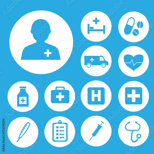 Drug icons set with stings, infirmary, brougham and other beating elements. Isolated vector illustration drug icons.
