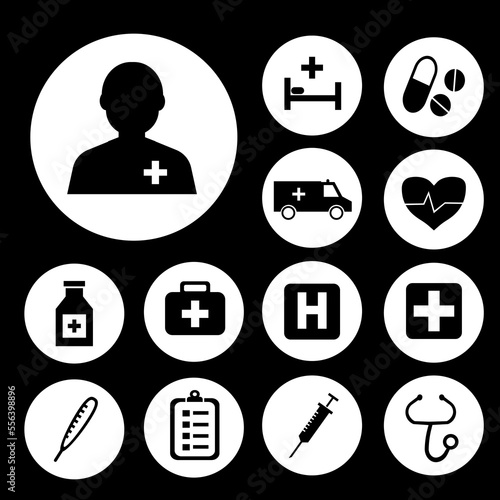 Drug icons set with stings, infirmary, brougham and other beating elements. Isolated vector illustration drug icons.
