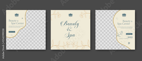 beauty and spa social media post template. woman business marketing salon ads. minimal fully editable promo web banner poster layout for relax massage square post vector illustrator. 