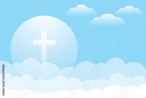 Fotografija Christian cross with clouds on sky background