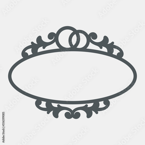 Decorative vintage floral Wedding rings love frame vector