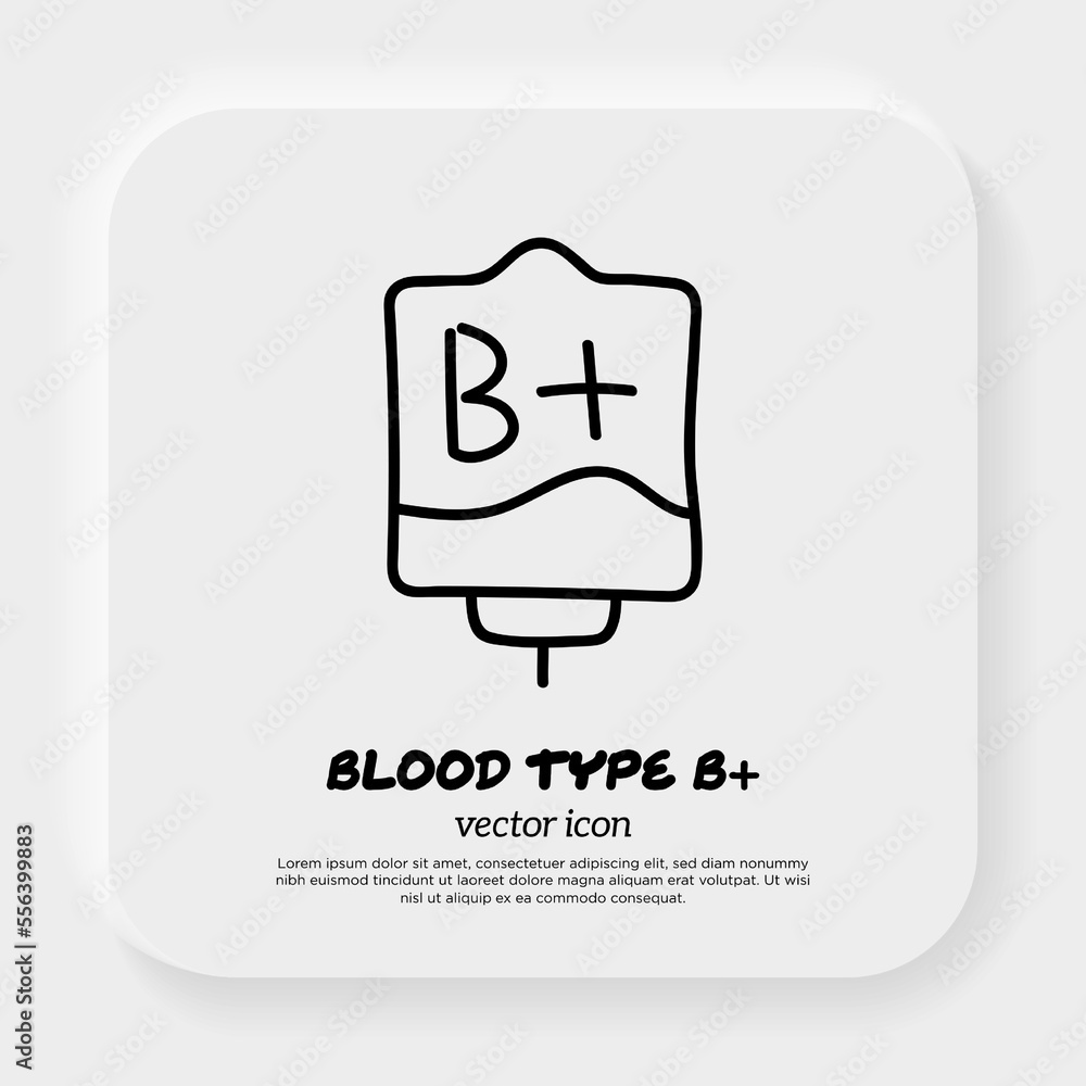 Blood bag with plasma. Doodle thin line icon. Blood donation. Blood type B+. Vector illustration. Blood bag with plasma. Doodle thin line icon. Blood donation. Blood type B+. Vector illustration.