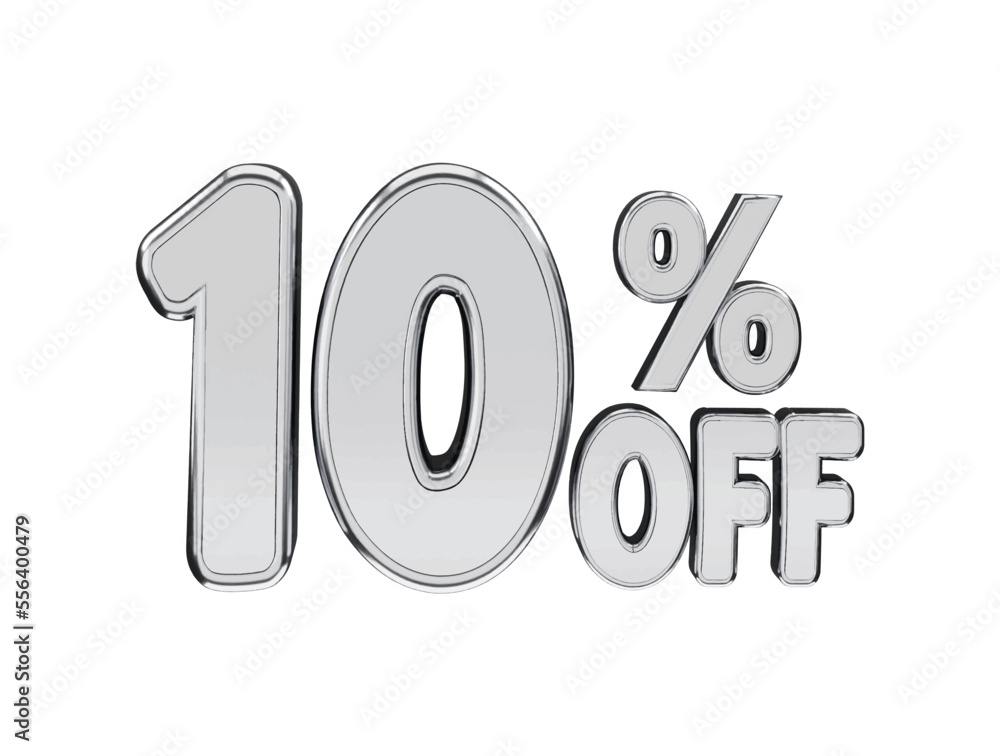 10 percent silver number with 3d rendering 10 percent silver number with 3d rendering