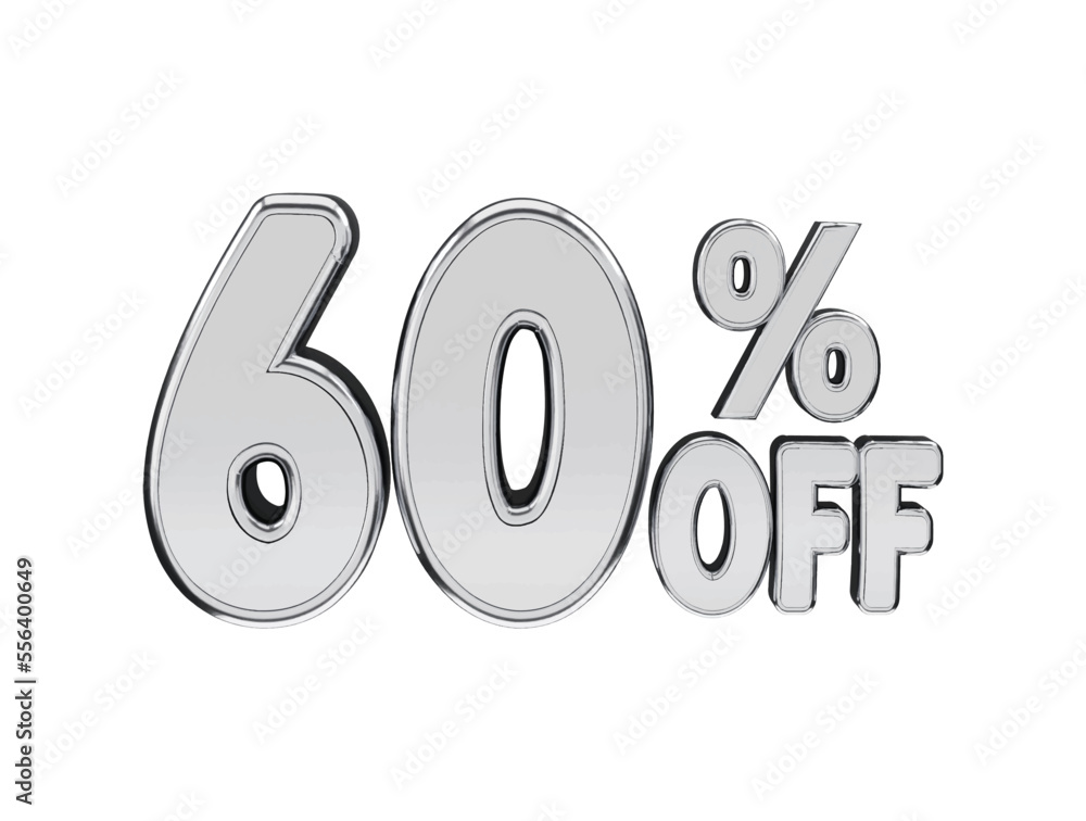 60 percent silver number with 3d rendering 60 percent silver number with 3d rendering