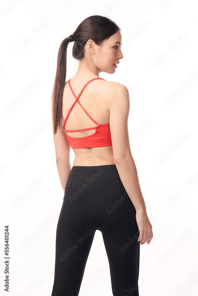 Beautiful young asian sport woman with sportswear ready for exercise on white background, Advertising sportswear and yoga wear, Healthy lifestyle, sport. Beautiful young asian sport woman with sportswear ready for exercise on white background, Advertising sportswear and yoga wear, Healthy lifestyle, sport.