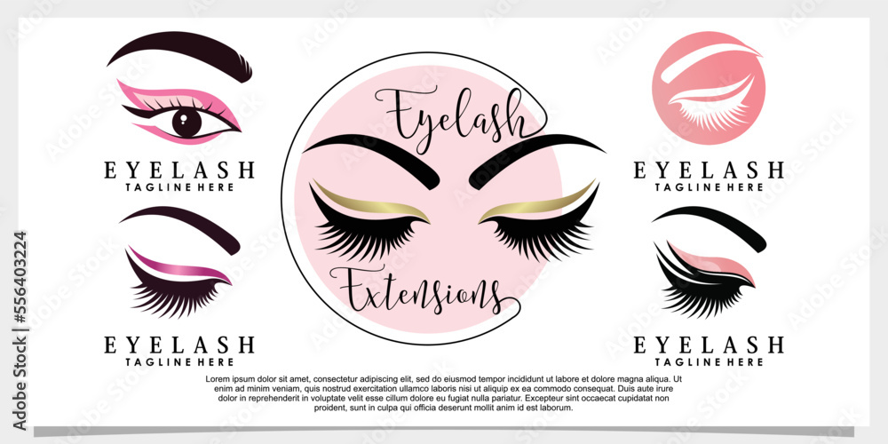 set of eyelash logo design with beauty concept set of eyelash logo design with beauty concept