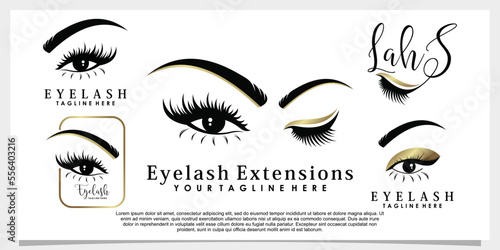 set of eyelash logo design with beauty concept