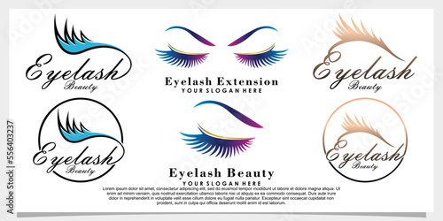 set of eyelash logo design with beauty concept