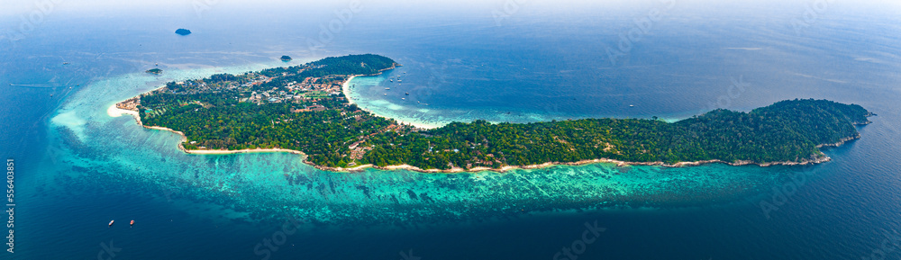 Aerial view of Sunset beach in koh Lipe, Thailand
