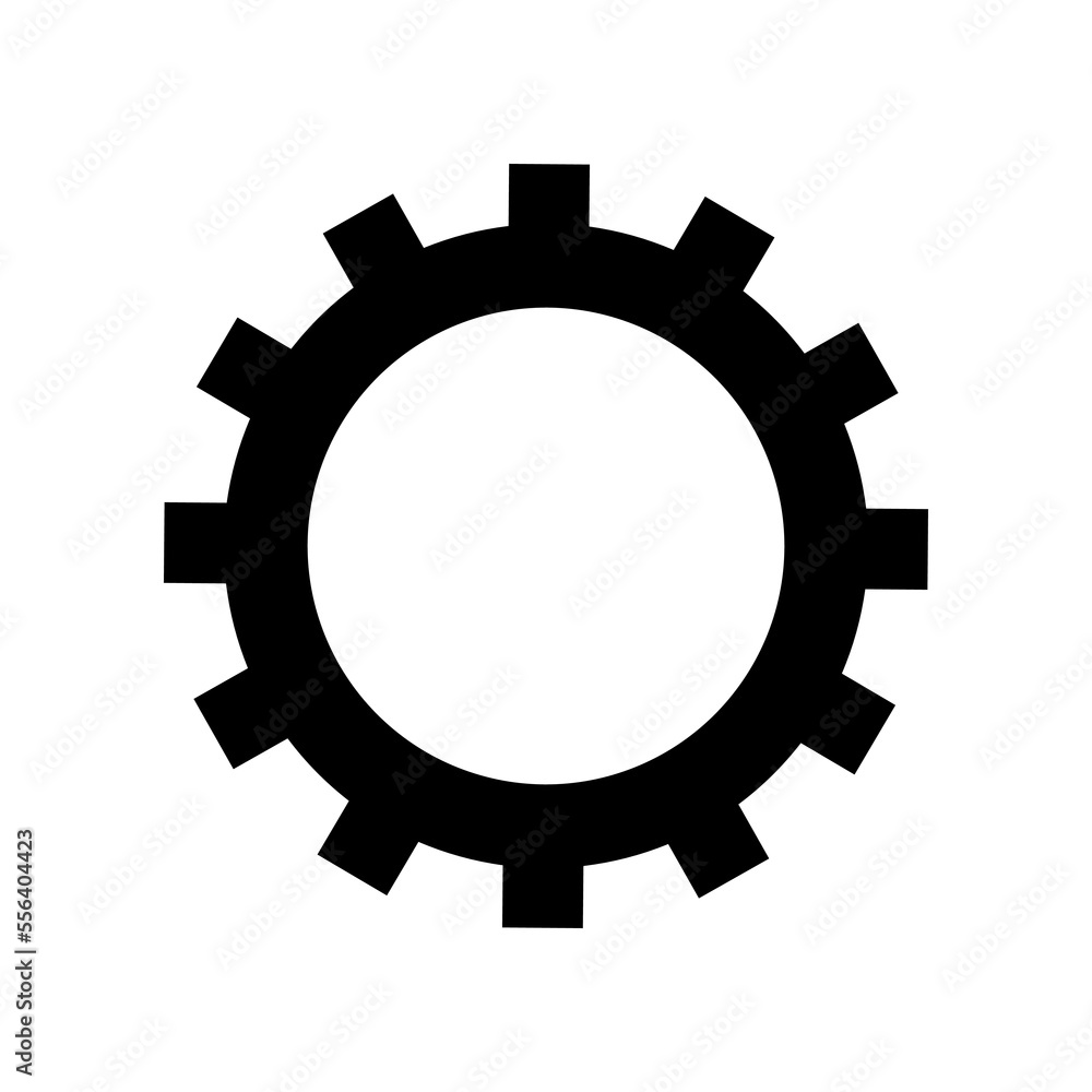 Black gear cogs engine machine icon on white background flat vector design.